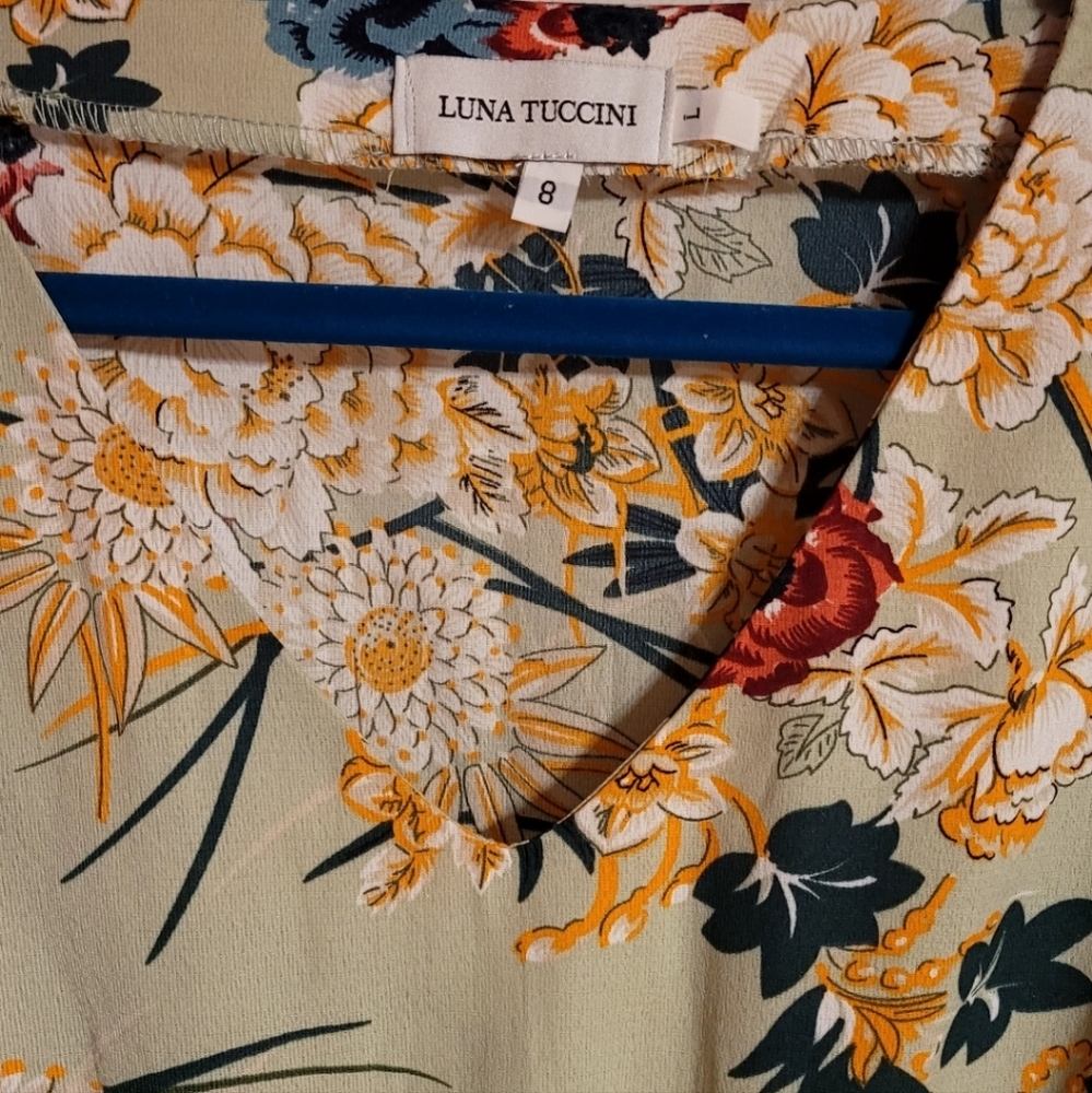 Luna Tuccini floral mini green dress 8 - Picture 4 of 11